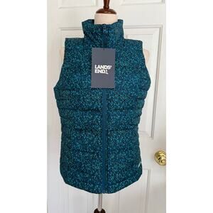 Lands' End Womens Multi Colored 600 Down Filled Quilted Vest - size small